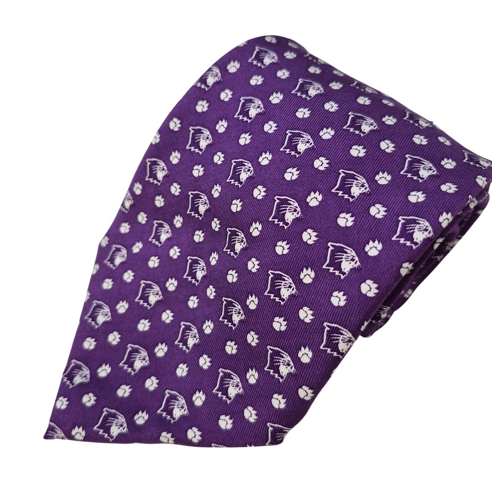 Vineyard Vines Northwestern Wildcats Tie Purple Silk Mascot Paw Print 3.75 x 58